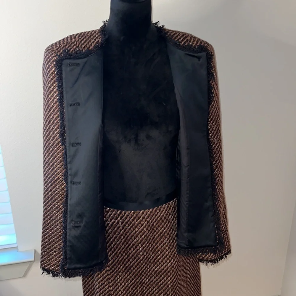 DD Collection brown copper black skirt blazer‎ suit Sz 12